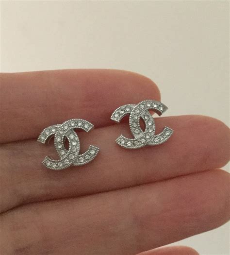 silver chanel earrings cc|Chanel cc earrings price.